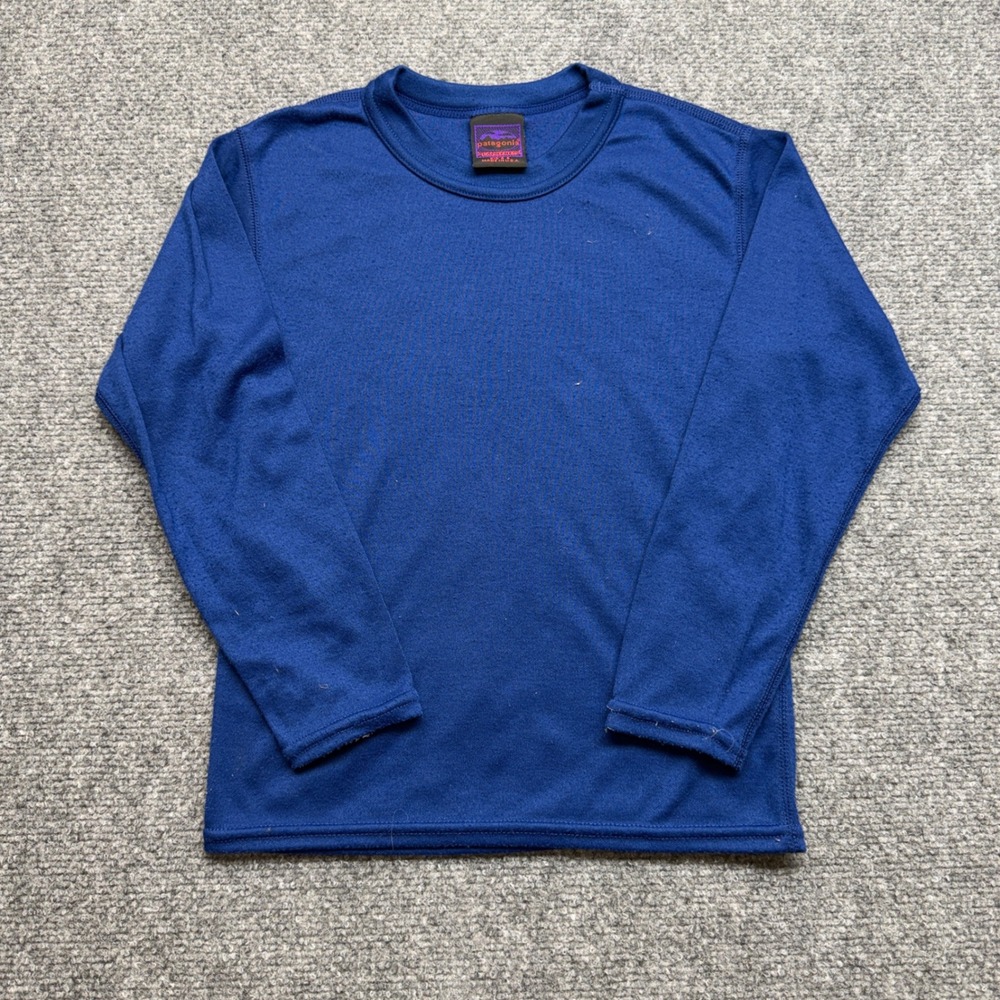 Patagonia Kids 6 Capilene Long Sleeve Base Layer Shirt Blue Made in USA 1267